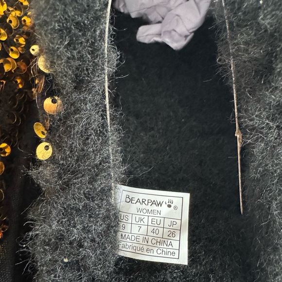 BearPaw Black and Gold Sequin Slippers - Picture 5 of 7